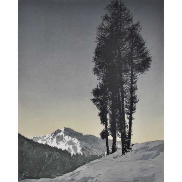 Artist: Hans Figura (Austrian, 1898-1978) Title: Winter Landscape Year: Circa 1950 Medium: Color etching with aquatint on...