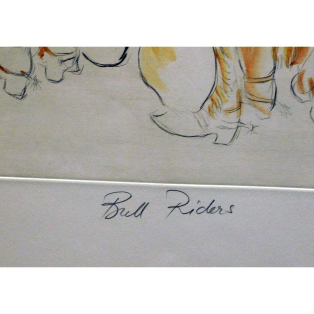 Paper William Papas "Bull Rider Signed Numbered Hand Colored Etching Rodeo #31/100 For Sale - Image 7 of 7