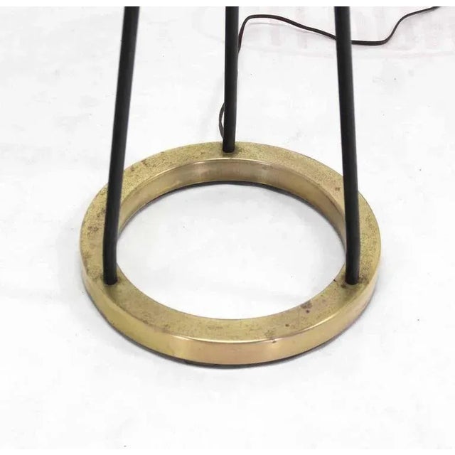 Mid-Century Modern Round Brass Base Iron Spokes Midcentury Floor Lamp For Sale - Image 3 of 7