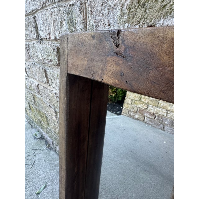 Mid 20th Century Rustic Solid Wooden Wall Hanging Mirror For Sale - Image 13 of 17