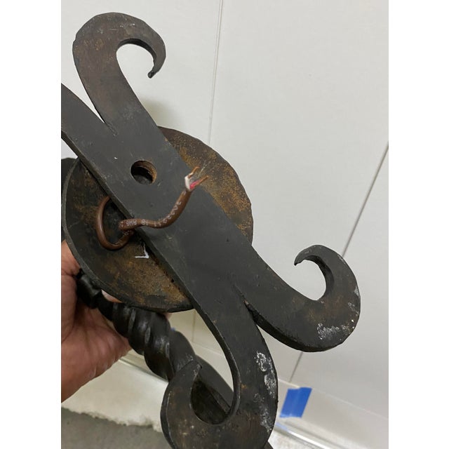 Black Set of 6 Spanish Colonial Hand Forged Iron Wall Sconces Att. Gilbert Poillerat For Sale - Image 8 of 13