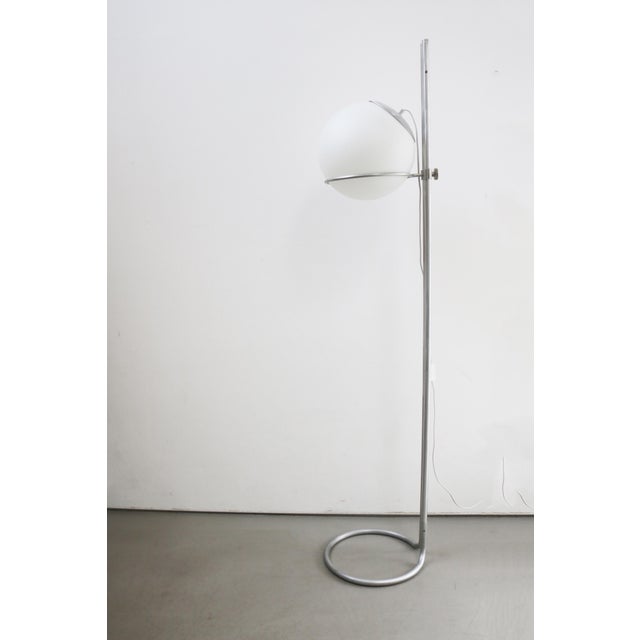 Vintage Italian Space Age Floor Lamp in Aluminum and Opal Glass, 1970s For Sale - Image 11 of 11