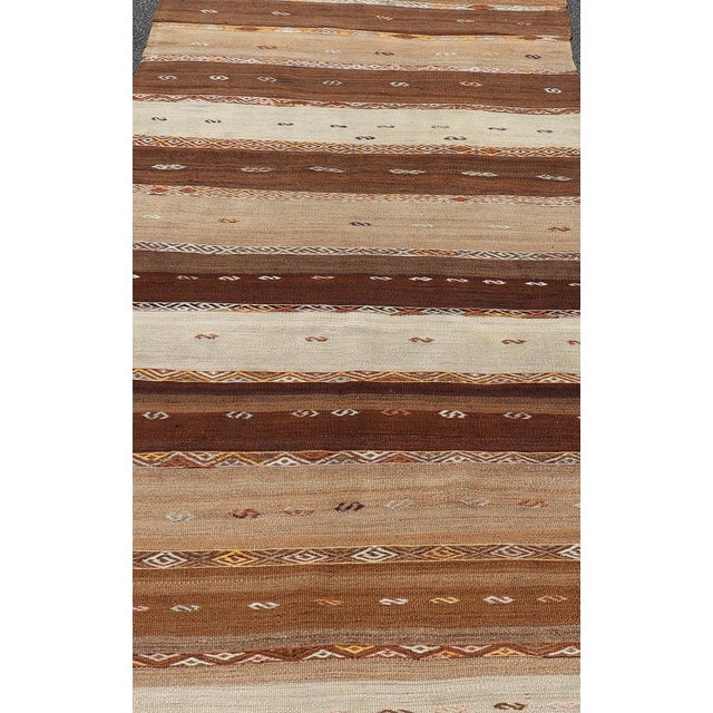 Vintage Earthy Kilim Gallery Runner with Stripe Design in Multi Colors & Motif's. Keivan Woven Arts / rug EN-178669,...