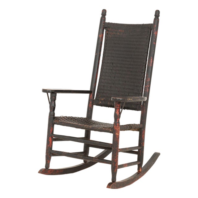 American Rustic Woven Rush Rocking Chair | Chairish