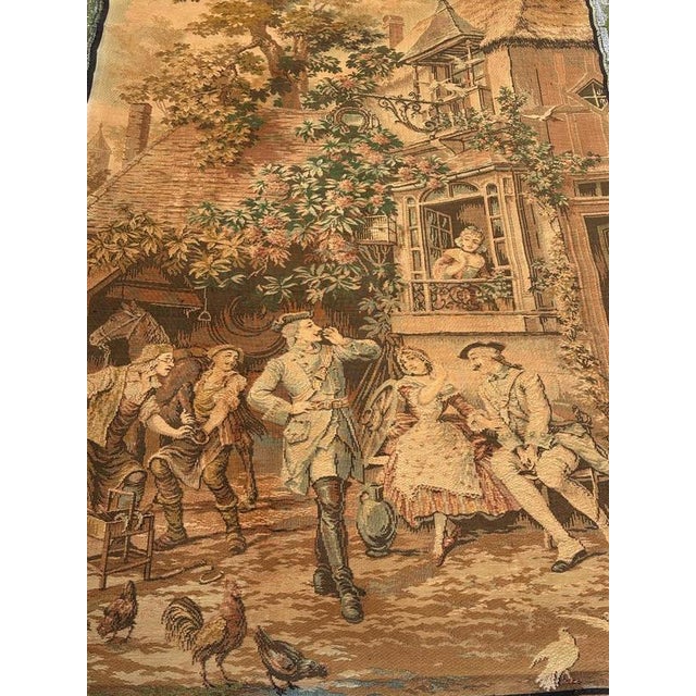 Beautiful vintage French Aubusson style tapestry with a nice design . and with beautiful colours, entirely woven with wool...