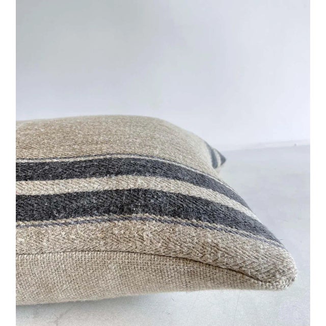 2020s Vintage European Grain Sack Pillow With Insert For Sale - Image 5 of 7