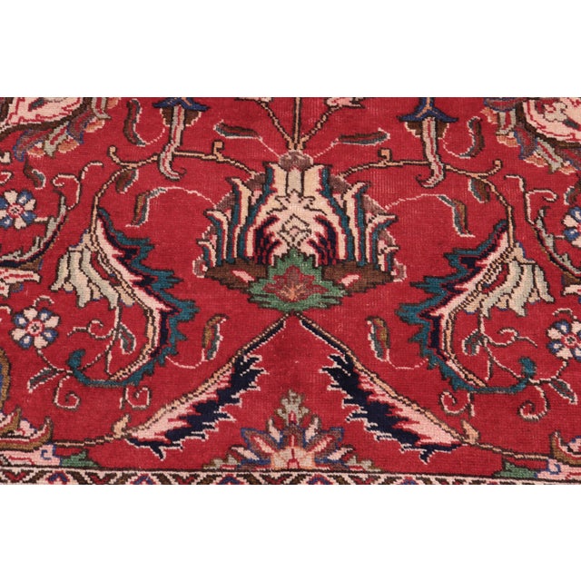 Shabby Chic Persian Tabriz Red/Beige Wool Rug - 8'10'' X 11'10'' For Sale - Image 4 of 10