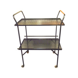 Vintage Mid-Century Folding Filigree Bar Cart For Sale