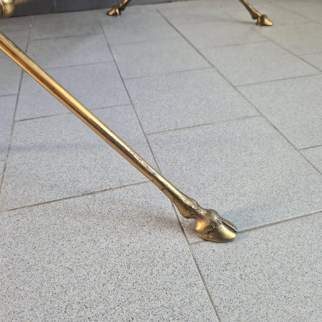 Vintage Coffee Table in Bronze and Glass with Goats Feet from Maison Jansen, 1970s For Sale - Image 14 of 15