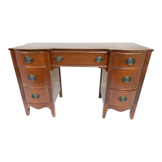 1950s Vintage Wooden Seven-Drawer Desk For Sale