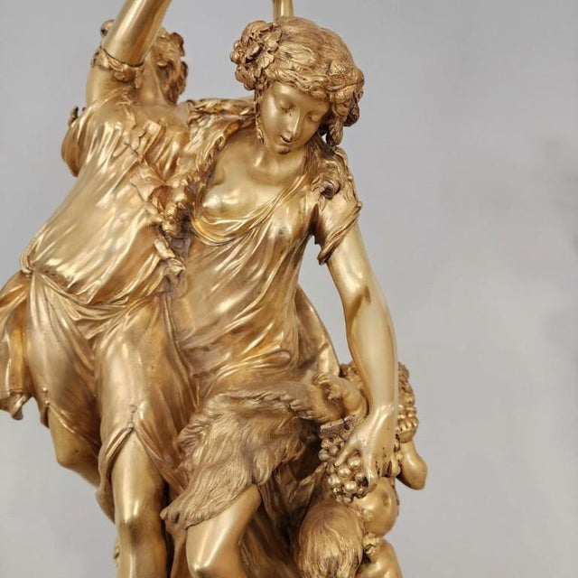 19th Century French Raingo Frères Gilt Bronze & Onyx Clock Garniture - 3 Pieces For Sale - Image 4 of 15