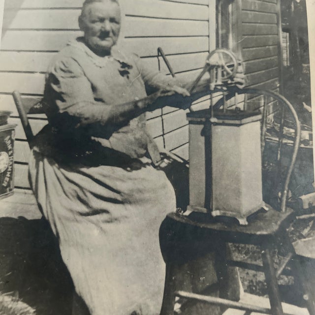 Early 20th Century Early 20th Century Photo of a Granny Working at Her Butter Churn For Sale - Image 5 of 6