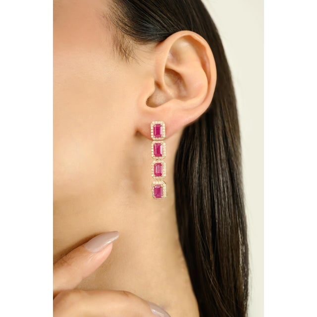 Not Yet Made - Made To Order Designer Multi Stone Ruby Earrings With Diamonds- 2 Pieces For Sale - Image 5 of 10