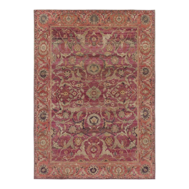 Rug & Kilim’s Modern Classics Rug in Soft Fuschia and Gold Traditional Medallion For Sale