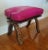 Handcrafted Moroccan Camel Saddle, Genuine Leather Cushion Stool / Pink For Sale - Image 10 of 10