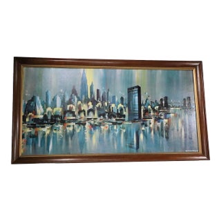 Large Vintage Nyc Skyline Print by Edgar Stareck For Sale