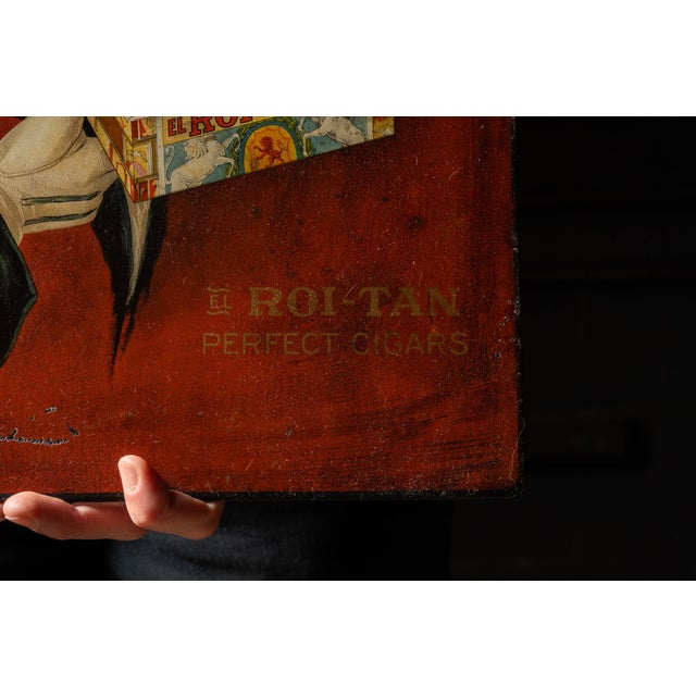 Traditional Early 20th Century El Roi Tan Cigars Painted Tin Advertising Sign For Sale - Image 3 of 3