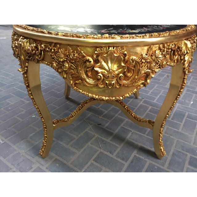 Late 20th Century Late 20c Italian Baroque Gold Beech Floral Dining Table – 1 Pc For Sale - Image 5 of 9