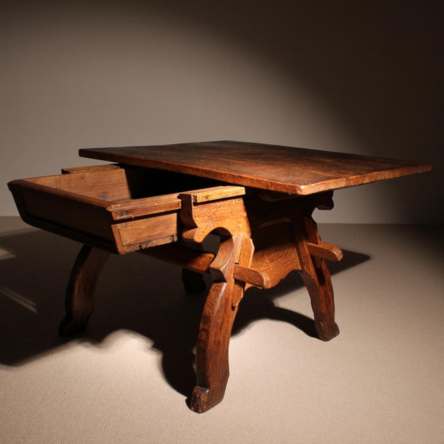 Wood 18th Century Alpine Rustic Jogltisch Farmhouse Table in Oak For Sale - Image 7 of 17