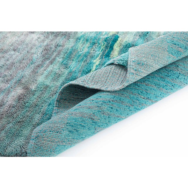 Abstract Horizon Hand-Knotted Moroccan Wool Rug | 9'11" X 6'6" | One of a Kind For Sale - Image 10 of 11