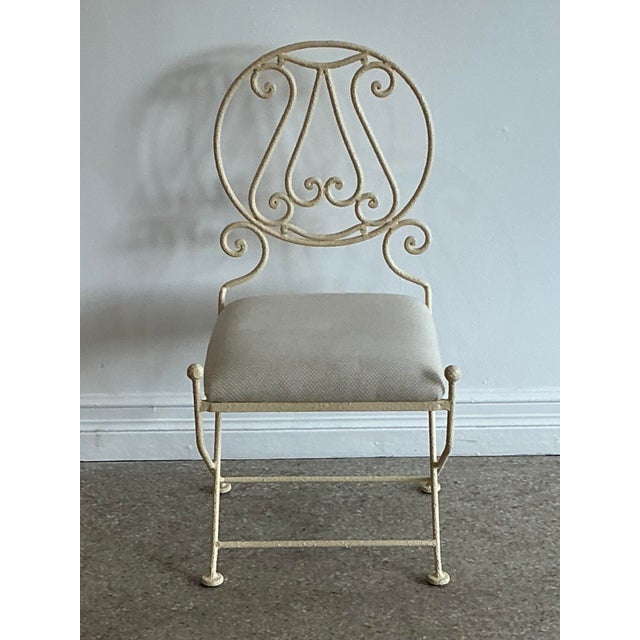 Late 20th Century Vintage Textured Wrought Iron Chair For Sale - Image 5 of 12