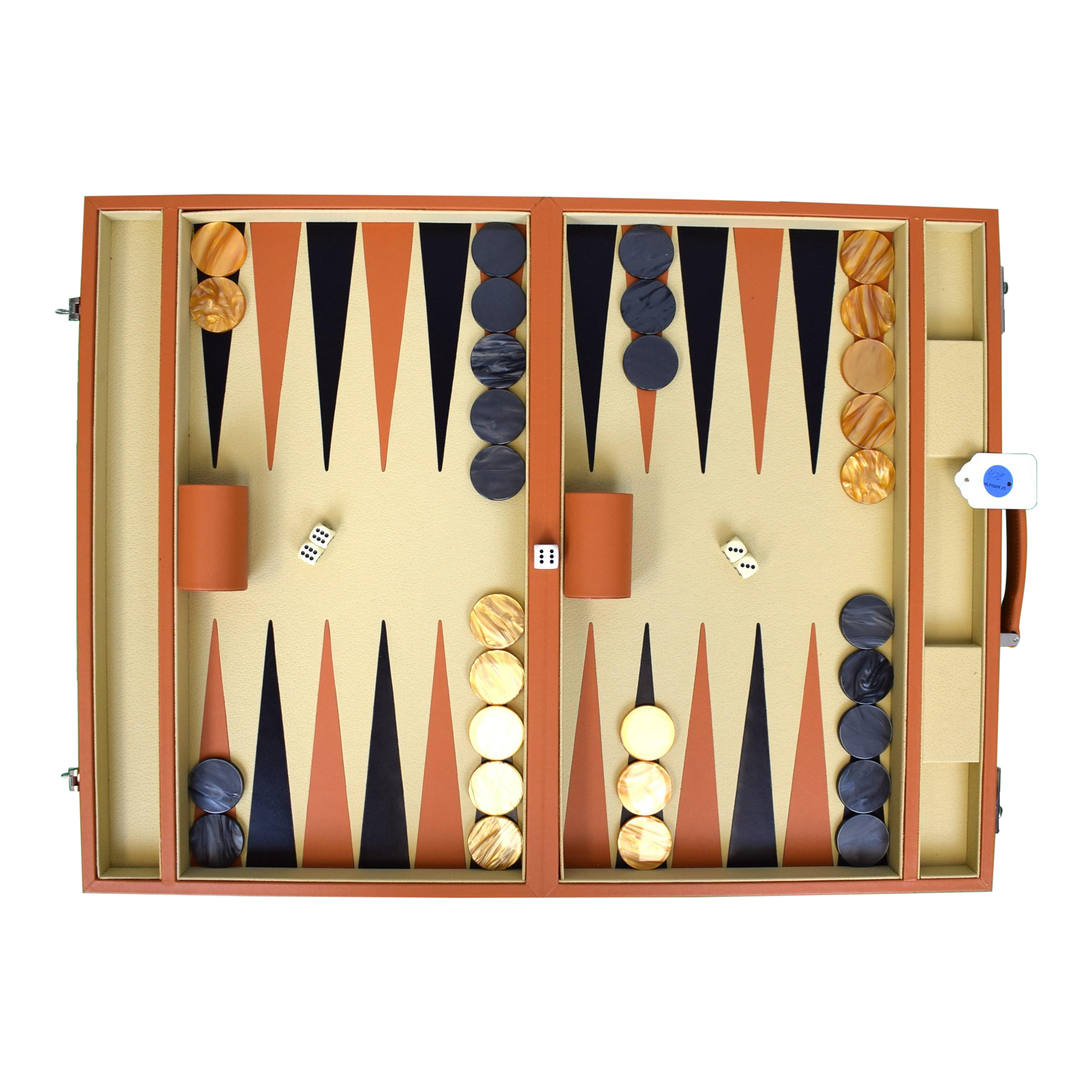 T. Anthony Tournament Size Tan Leather Backgammon Set Provenance
