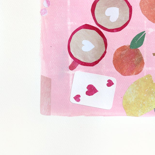 The Pink Party - Cute Feminine Still Life Collage Mixed Media Art on Paper Original Artwork by Maria C Bernhardsson For Sale - Image 4 of 6