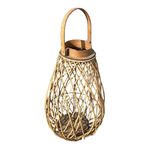 Farmhouse Wood/Wicker Lantern