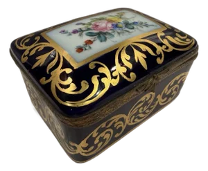 Limoges France Hand Painted Porcelain Trinket/Jewelry Box With Floral Accents