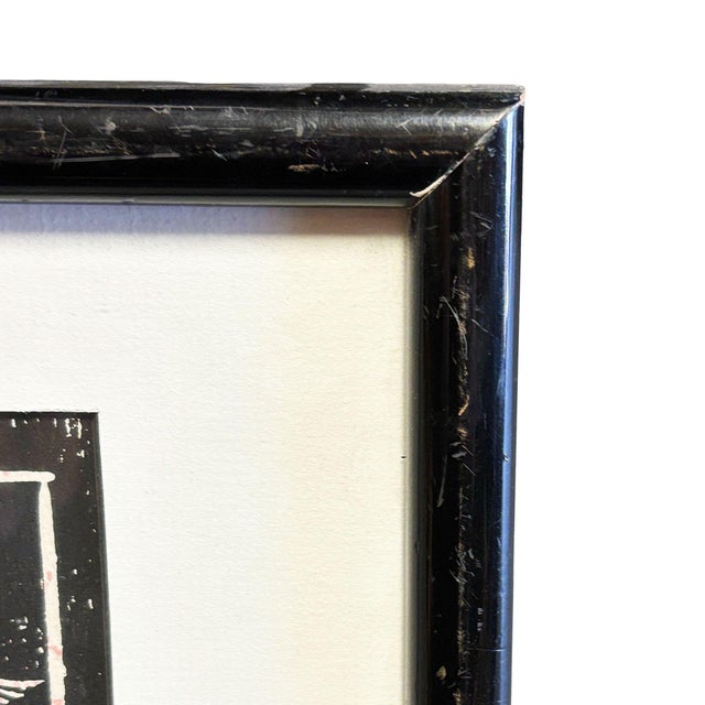 Mid-Century "Hawaii Volcano" Woodblock Print by M. Van Dorn in Black Frame For Sale - Image 4 of 6