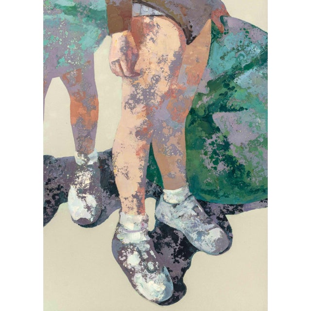 Light Green Guo Jin "Children No.2" Oil on Canvas, 2007 For Sale - Image 8 of 11
