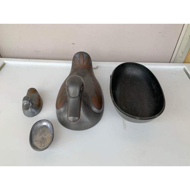 Vintage Pewter & Brass Duck Trinket Boxes -2 For Sale In West Palm - Image 6 of 11
