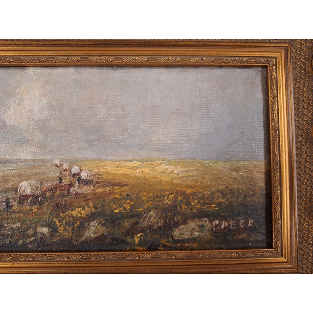 Impressionist Mid 19th Century Charles Peck 1827-1900 Oil Painting Depicting Wagon Train For Sale - Image 3 of 7