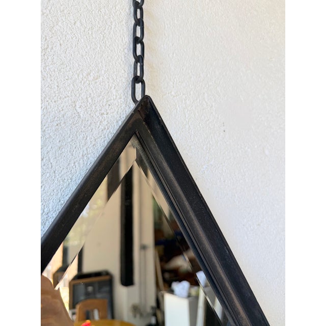 Metal Vintage Brutalist Diamond-Shaped Iron Mirror, 1970s For Sale - Image 7 of 18
