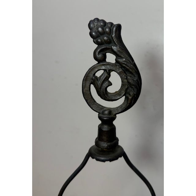 Antique Arts and Crafts Bronze Patinated Cast Iron Electric Table Lamp Light For Sale - Image 11 of 12