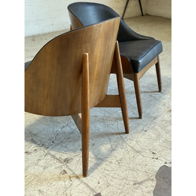 Mid-Century Modern Mid Century Molded Plywood and Black Vinyl Chairs by Kodawood - A Pair For Sale - Image 3 of 7