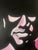 Striking vintage original painting in the mid-century modern style. A stylized portrait emerges from a deep black field,...