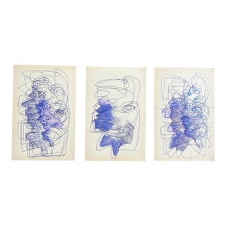 3 Contemporary Original Wayne Cunningham Abstract Pen and Ink Drawings - Set of Three For Sale