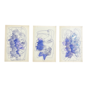 3 Contemporary Original Wayne Cunningham Abstract Pen and Ink Drawings - Set of Three