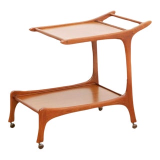1960s Mid Century Danish Teak Bar Cart For Sale