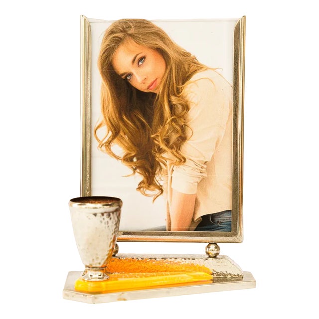 Art Deco Nickel-Plated Bakelite Photo Frame, 1920s For Sale