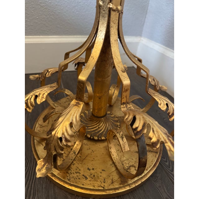 Vintage Hollywood Regency Gilt Metal Flower Leaf and Glass Side Table For Sale - Image 11 of 12