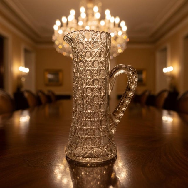 Antique American Brilliant Cut Crystal Water Pitcher-Abp-Victorian-Edwardian For Sale - Image 6 of 11