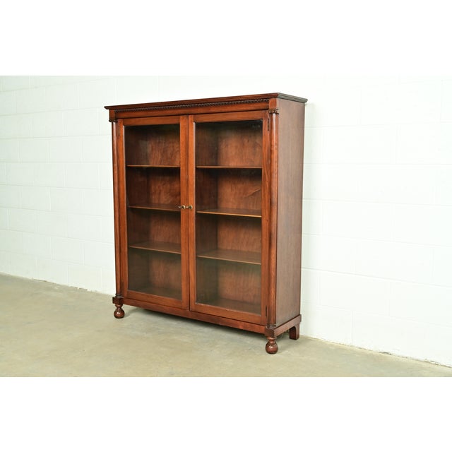 R. J. Horner Style Antique American Empire Carved Mahogany Glass Front Double Bookcase, Circa 1890s For Sale - Image 13 of 13
