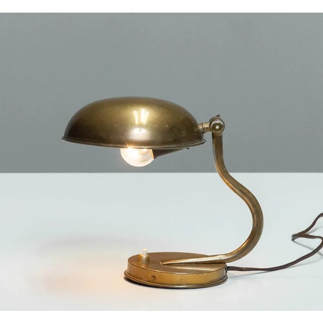 Metal Desk Lamp with Adjustable Shade in Brass attributed to Asea, 1940s For Sale - Image 7 of 9