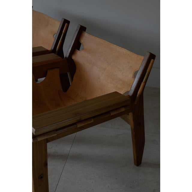1970s 1973 Attributed to Sergio Rodrigues Kilin Armchairs in Freijo Wood & Leather by Oca, Brazil For Sale - Image 5 of 12