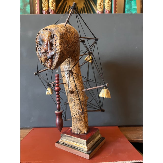 Vintage Rare Handmade Esoteric Divination Statue With Question and Answer Pendulum. For Sale - Image 9 of 10
