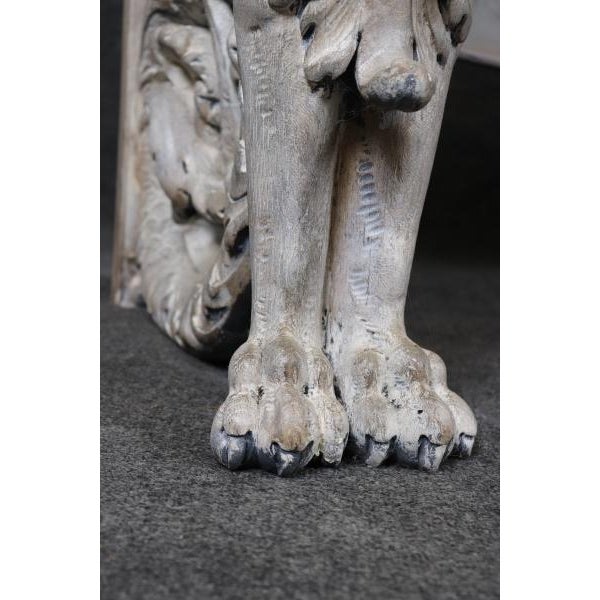 Stunning Monumental Figural Female Sphinx Carved Base Verdi Marble Console Table For Sale - Image 12 of 12