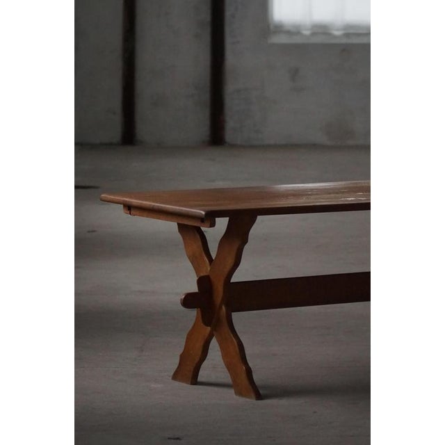 Brown Mid-20th Century Oak Dining Table with Cross-Base, 1950s For Sale - Image 8 of 15