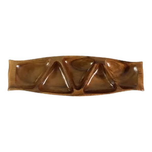 1970s Hand Carved Leilani Monkey Pod Wood-Handcrafted Divider Platter/Entertaining Tray